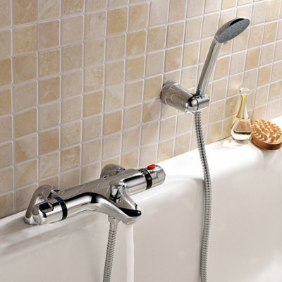 Modern Thermostatic Bath Shower Mixer Tap Set And Kit DIY at B&Q