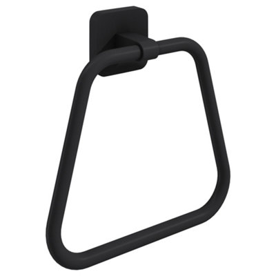 Modern Towel Ring Wall Mounted Matt Black Holder Bathroom Kitchen Easy Install