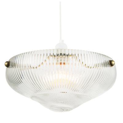 Modern Transparent Mini Line Ribbed Glass Pendant Bowl Lamp Shade
