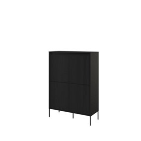 Modern TREND  Highboard Cabinet (H830mm W980mm D400mm) - Black Matt with Black Legs