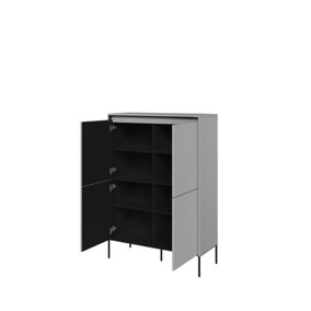 Modern TREND  Highboard Cabinet (H830mm W980mm D400mm) -Oak Artisan with Black Legs