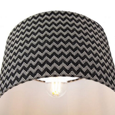 Modern Trendy Zig Zag Chevron Effect Black and White Cotton Shade