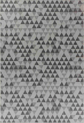 Modern Triangle Design Outdoor-Indoor Rugs Dark Grey 120x170 cm