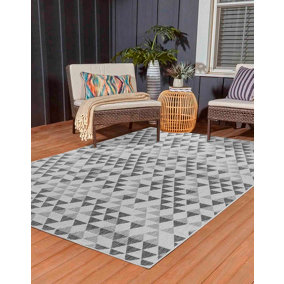 Modern Triangle Design Outdoor-Indoor Rugs Dark Grey 160x230 cm