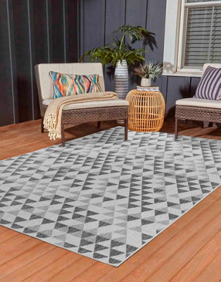 Modern Triangle Design Outdoor-Indoor Rugs Dark Grey 200x290 cm