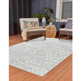 Modern Triangle Design Outdoor-Indoor Rugs Silver 200x290 cm