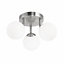 Modern Triple Opal Glass Globe IP44 Rated Bathroom Brushed Chrome Ceiling Light