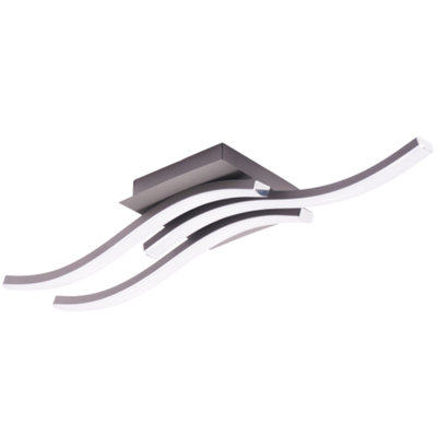 Modern Triple Wavy Strip Flush LED Ceiling Light Fixture in Matte Grey Sand