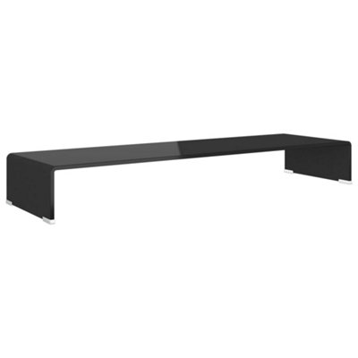 Modern TV Stand/Monitor Riser Glass Black 100x30x13 cm