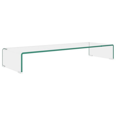 Modern TV Stand/Monitor Riser Glass Clear 90x30x13 cm