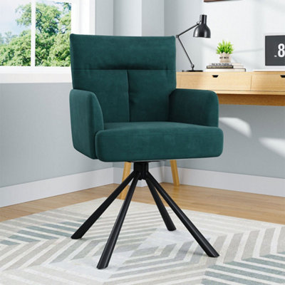 Modern Upholstered Chair Swivel 180 Degree Armchair Green for Living Room Bedroom