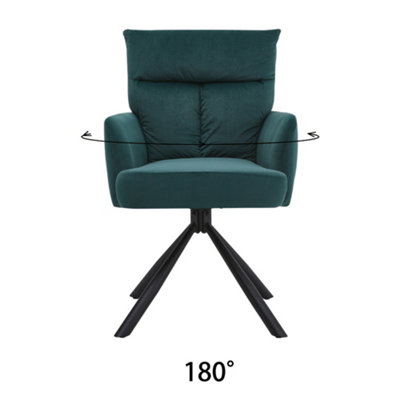 Modern Upholstered Chair Swivel 180 Degree Armchair Green for Living Room Bedroom