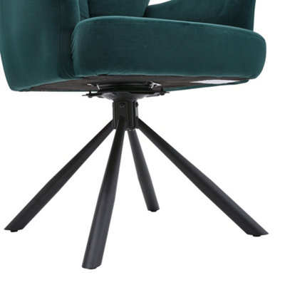 Modern Upholstered Chair Swivel 180 Degree Armchair Green for Living Room Bedroom