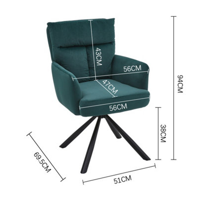 Modern Upholstered Chair Swivel 180 Degree Armchair Green for Living Room Bedroom