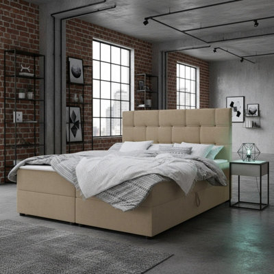 Modern Upholstered Storage Bed with Bonell Spring Base and Topper ...