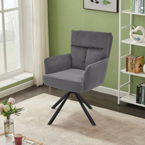 Modern Upholstered Swivel Armchair with Black Legs Grey