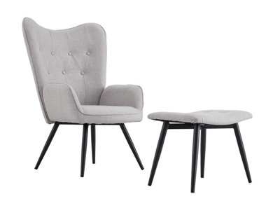 Modern Velvet Accent Chair Armchair Living Room Armchairs Relax Lounge Chair and Footstool