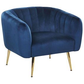 Modern Velvet Armchair Blue LACONIA