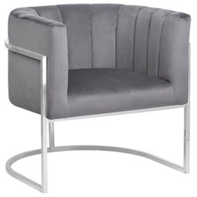 Modern Velvet Armchair Grey LARVIK