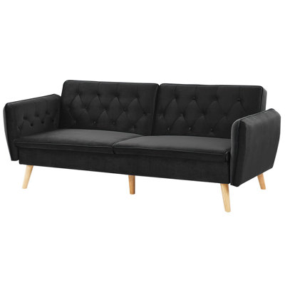 Modern Velvet Sofa Bed Black BARDU
