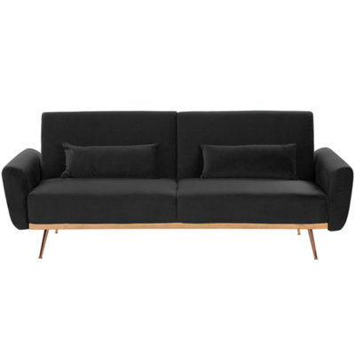 Modern Velvet Sofa Bed Black EINA