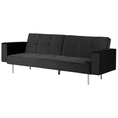 Modern Velvet Sofa Bed Black VISNES