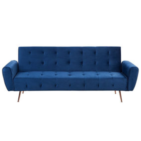 Modern Velvet Sofa Bed Blue SELNES