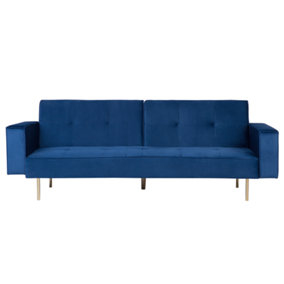 Modern Velvet Sofa Bed Blue VISNES