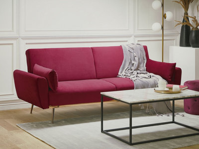 Modern Velvet Sofa Bed Burgundy EINA