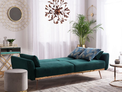 Modern Velvet Sofa Bed Green EINA