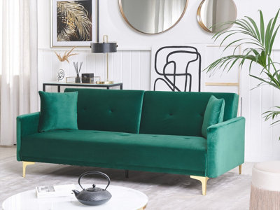 Modern Velvet Sofa Bed Green LUCAN
