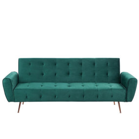 Modern Velvet Sofa Bed Green SELNES