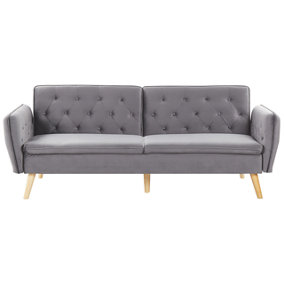 Modern Velvet Sofa Bed Grey BARDU