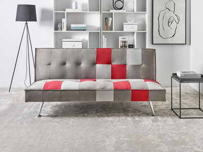 Modern Velvet Sofa Bed Grey OLSKER
