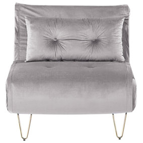 Modern Velvet Sofa Bed Grey VESTFOLD