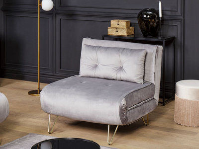 Modern Velvet Sofa Bed Grey VESTFOLD