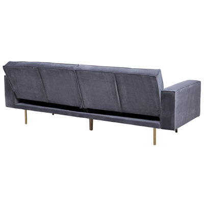 Modern Velvet Sofa Bed Grey VISNES