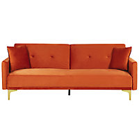 Modern Velvet Sofa Bed Orange LUCAN