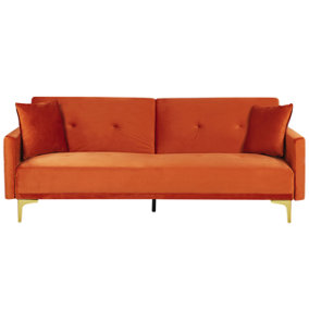 Modern Velvet Sofa Bed Orange LUCAN