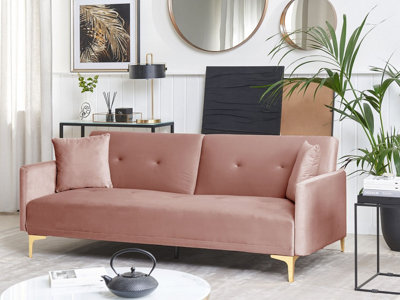 Modern Velvet Sofa Bed Pink LUCAN