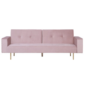 Modern Velvet Sofa Bed Pink VISNES