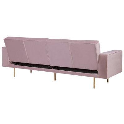 Modern Velvet Sofa Bed Pink VISNES