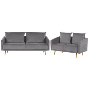 Modern Velvet Sofa Set Grey MAURA