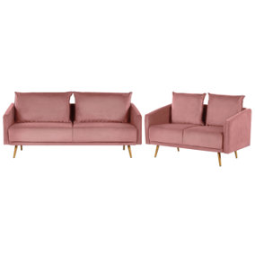 Modern Velvet Sofa Set Pink MAURA
