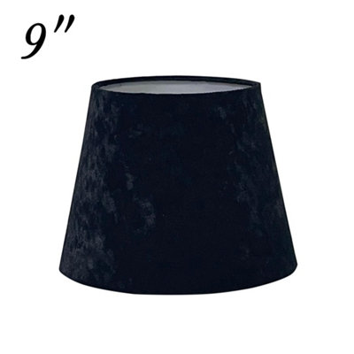 Modern Velvet Tapered Lampshade Black Fabric Shade for Ceiling Pendant or Table Lamp 9 Inch