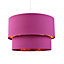 Modern Vivid Mulberry Cotton Double Tier Ceiling Shade with Shiny Copper Inner