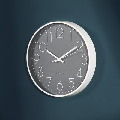 Modern Wall Clock Round Analogue Home Decor Small Bedroom Kitchen