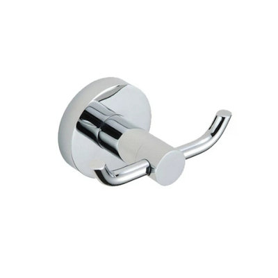 Bathroom Robe and Towel Double Hook in Chrome