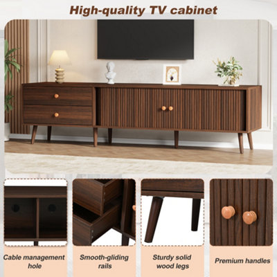Modern Walnut Effect TV Stand for TVs Up To 80 Inches - Media Unit with ...