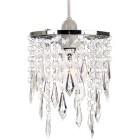 Modern Waterfall Design Pendant Shade with Clear Acrylic Droplets and Beads